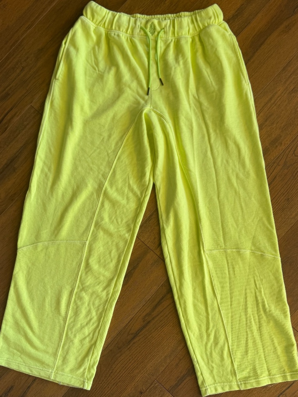 Free People Movement Neon Yellow Wide Leg Sweatpants Size Large